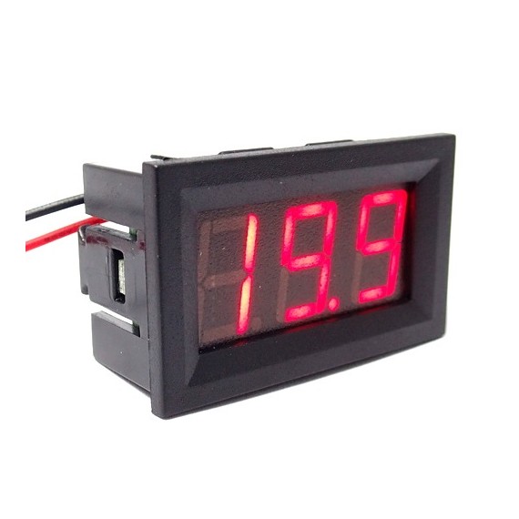 Βολτόμετρο DC 3.5-30V Δύο Καλωδίων - Κόκκινο 0.56"