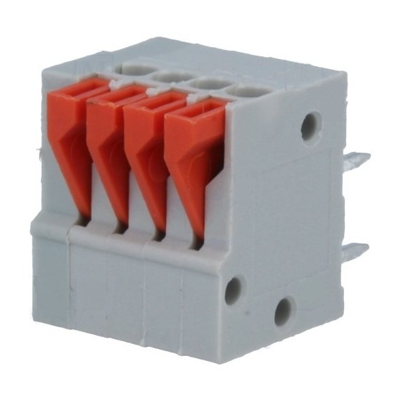 Spring Terminals - PCB Mount (4-Pin) 2.54mm Angled