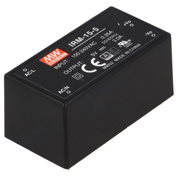 Τροφοδοτικό PCB 5V 15W 3A MeanWell - IRM-15-5