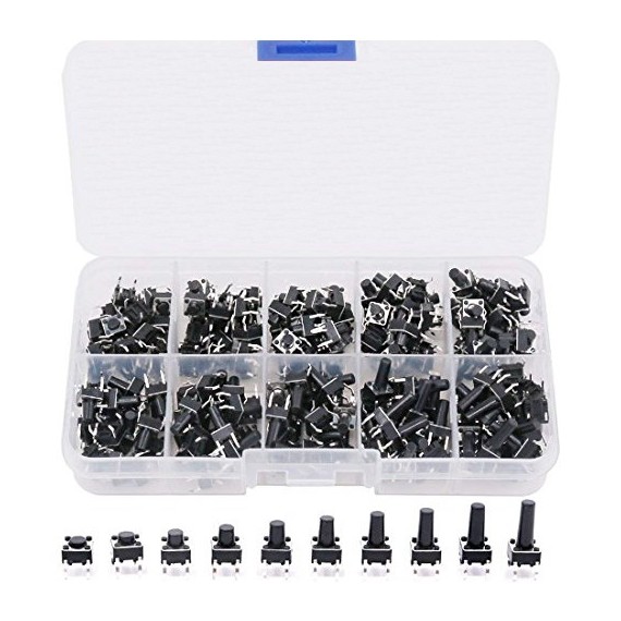 Tact Switch Assortment Kit 6x6mm 4pins - 200pcs
