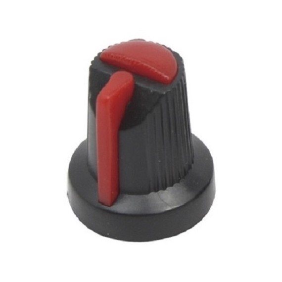 Knob 15x17mm Plastic 6mm - Red