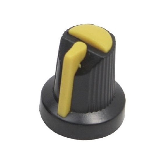 Knob 15x17mm Plastic 6mm - Yellow