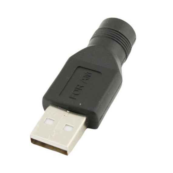 DC Power Adapter USB Male to 5.5x2.1mm Male