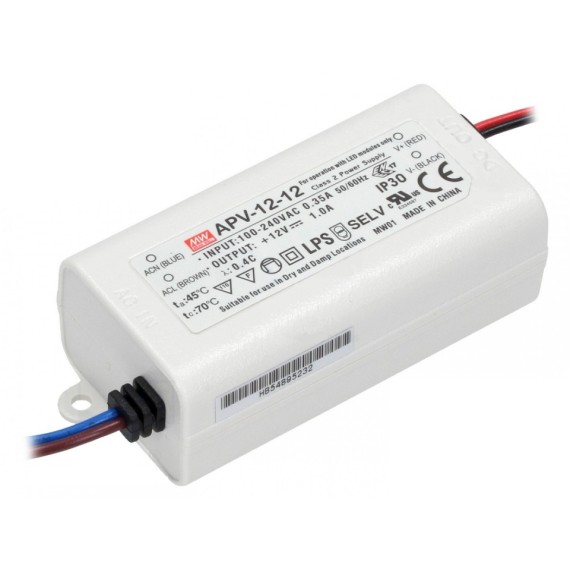 Τροφοδοτικό Led 12V 1A 12W IP42 MeanWell - APV-12-12