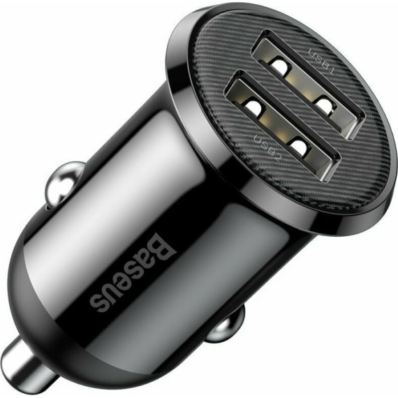 Baseus Τροφοδοτικό Αυτοκινήτου 5V 4.8A Dual USB - Μαύρο