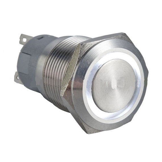 Metal Pushbutton - Latching (19mm, White)