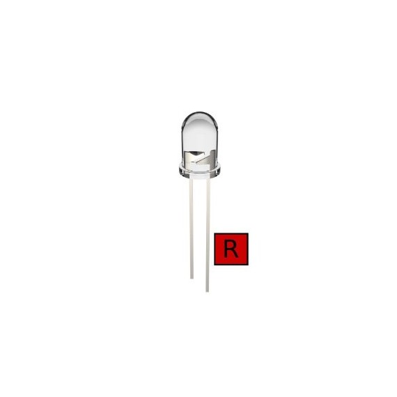 LED Διάφανο 5mm Κόκκινο - 30°
