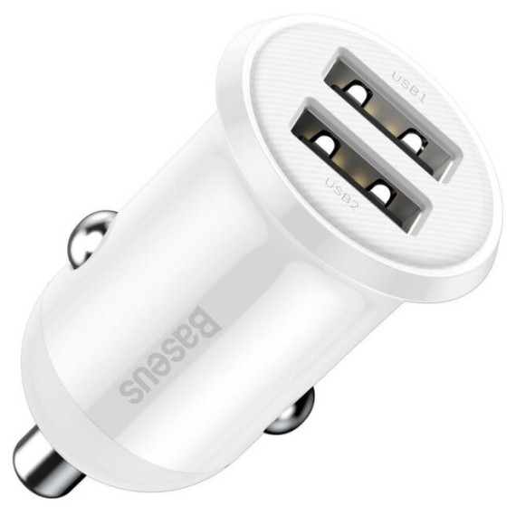 Baseus Τροφοδοτικό Αυτοκινήτου 5V 4.8A Dual USB - Λευκό