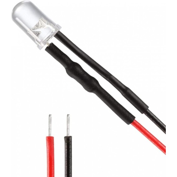 LED Διάφανο 5mm Λευκό (Prewired)