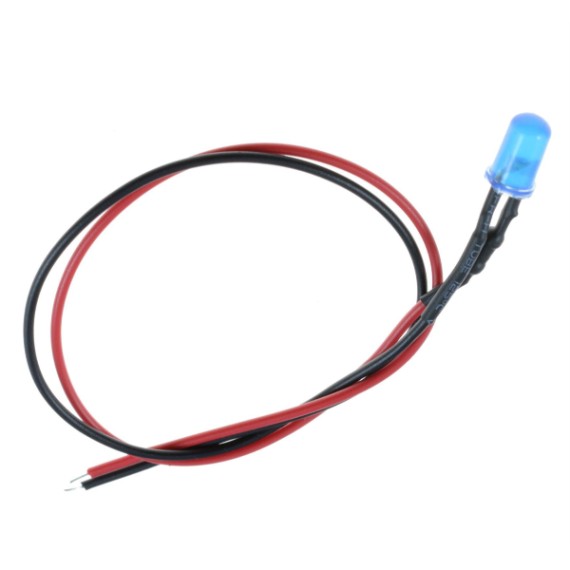 LED Diffused 5mm Μπλε (Prewired)