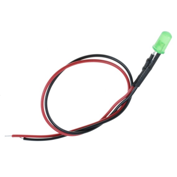 LED Diffused 5mm Πράσινο (Prewired)