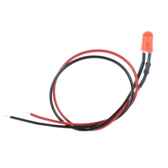 LED Diffused 5mm Κόκκινο (Prewired)