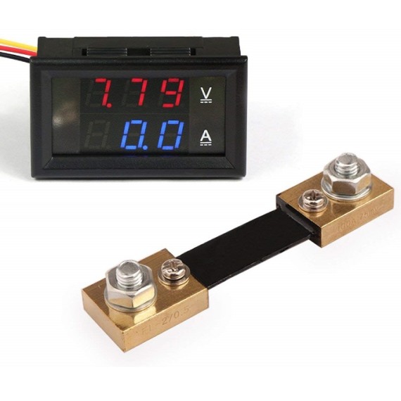 Panel Volt & Current Meter - 0-100V / 0-50A (with Shunt Resistor)