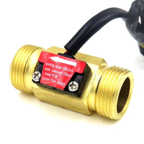 Water Flow Sensor Brass - 3/4" 1-20L/min - YF-B6