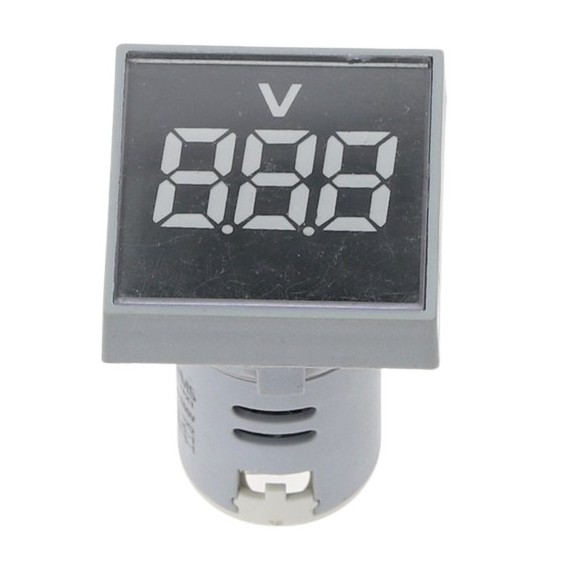 Panel Mount Square 22mm Volt Meter - 20-500VAC - White