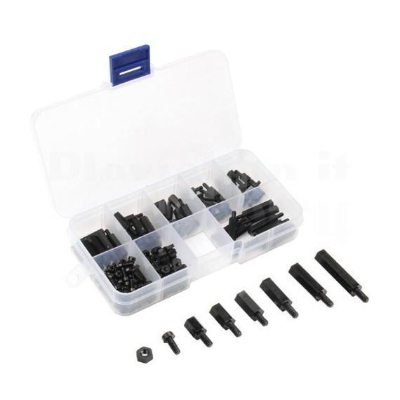 Standoff, Bolts & Nuts Assortment Kit M2.5 Black - 180pcs