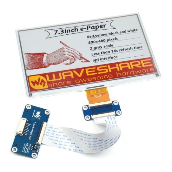 Pi Display e-Paper 7.3" ΗΑΤ 800x480 (Red/Yellow/Black/White)