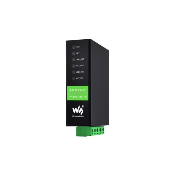 Rail-Μount Serial Server RS232/RS485 to RJ45 with POE and Dual Ethernet Ports