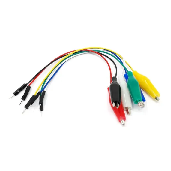 Small Alligator Clip to Male Jumper Wire Bundle - 6 Pieces