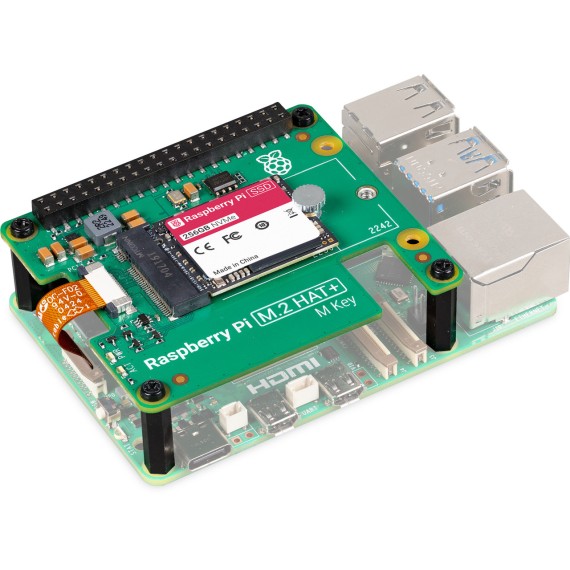 Raspberry Pi NVMe SSD Kit - M.2 HAT+ & 256GB SSD, Storage Capacity: 256GB