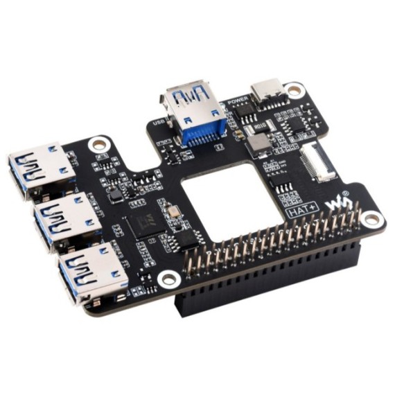 Waveshare PCIe to USB 3.2 Gen1 HAT+ - 4x USB