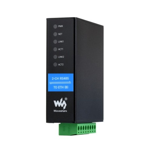 Industrial Serial Server 2-Ch RS485 to RJ45 Ethernet, PoE (Power Over Ethernet): Without PoE