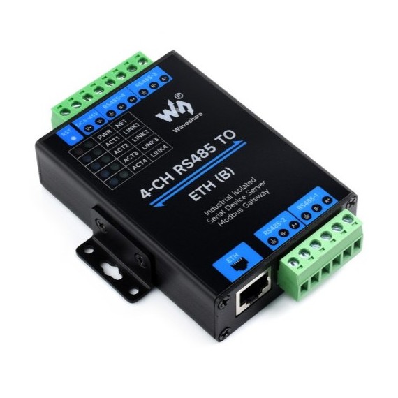 Industrial RS485 to Ethernet Converter (4-Ch), Power Over Ethernet: Without PoE