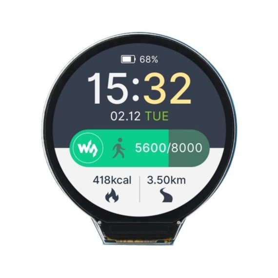 Waveshare RP2350 IPS LCD – 1.28" Round, Οθόνη Aφής: Without, Επιλογές Θήκης: Without case
