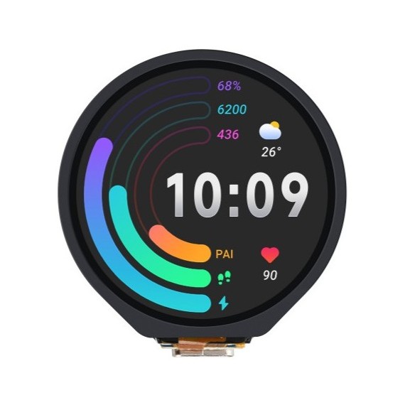 Waveshare RP2350 Touch IPS LCD – 1.28" Round, Οθόνη Aφής: Capacitive, Επιλογές Θήκης: Without case