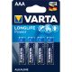 Μπαταρία Varta Alkaline Longlife Power LR61 1.5V AAA (4pack) - 1250mAh